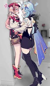 Dynasty Reader » Image › AmefuRin, Genshin Impact, Eula x Yanfei, Parody, Height  gap, Yuri