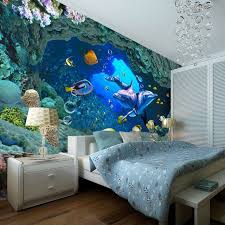 3d underwater wallpaper animation theme with deep ocean backgrounds and 3d fish moving on your screen! 3d Underwater World Wallpaper Custom Wall Mural Ocean Dolphin Photo Wallpaper Bedroom Boys Chi Modern Kids Bedroom Photo Wallpaper Bedroom Ocean Themed Bedroom