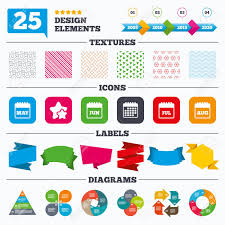 offer sale tags textures and charts calendar icons may june