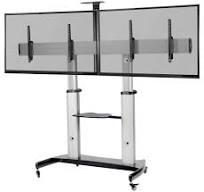 VIVO Ultra Heavy Duty Mobile TV Cart Stand for 32 to 70 inch Dual Screens  up to 110 lbs Each, LCD LED OLED 4K Smart Flat, Curved Panels, Shelf, ...