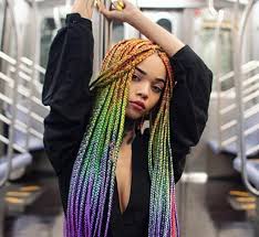Black And Rainbow Box Braids Rainbow Kraze With Bobbi Boss New Just Braid Hair Styles Braided Hairstyles Medium Length Hair Styles