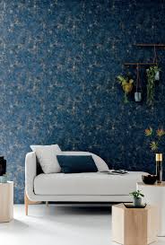 L 53 x h 100 cm, 150 gr. Papier Peint Effet Beton Bleu Marine Or Patine De Caselio