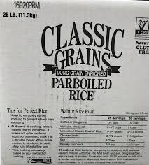 Please choose a cooking ingredient. Classic Grains Long Grain Enriched Parboiled Rice 25 Lbs Shelhealth