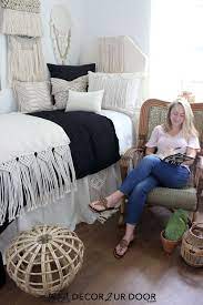 Black Macrame Dorm Bedding Set Dorm Bedding Dorm Bedding Sets Dorm Room Inspiration