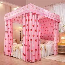 Amazon.com: Obokidly Princess 4 Four Corner Post Bed Curtain Canopy Cute Net  Canopies for Girls Boys Kids Teens Girl Adult Home Bedroom Decoration (Pink