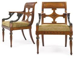 A Pair Of Baltic Neoclassical Brass Inlaid Fruitwood Marquetry And Parcel Ebonized Armchairs Fi European Furniture Biedermeier Furniture Fine Antique Furniture