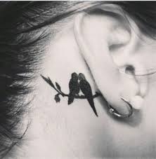 Love Birds Behind The Ears Tattoo Tatouage