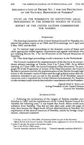 Implementation Of Decree No 1 For The Protection Of The Natural Resources Of Namibia Study On The Possibility Of Instituting Legal Proceedings In The Domestic Courts Of States Report Of The United