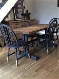 Frenchic Fan Melissa Wanted An Urban Look In Her Dining Room So Painted Frenchic S Panther O Affordable Dining Room Kitchen Table Makeover Painted Dining Table