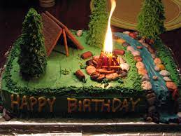 3.5l x 1.65w x 1.2h; This Is Awesome Camping Cakes Camping Birthday Cake Campfire Cake