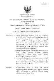 Menteri dalam negeri, tan sri muhyiddin yassin tiba di kompleks d, putrajaya jam 8.55 pagi bagi memulakan tugas hari. Permendagri Nomor 18 Tahun 2018 Tentang Lembaga Kemasyarakatan Desa Dan Lembaga Adat Desa