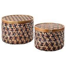 Shop 62 top glass storage containers with lids and earn cash back all in one place. Anilinare Storage Box With Lid Set Of 2 Bamboo Black Brown Ikea