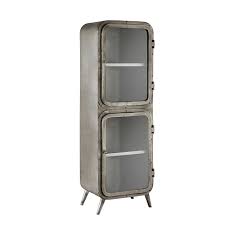 Vitrines 2 Portes En Metal Argente Et Verre Bibliotheque En Verre Vitrine Verre Porte Metal