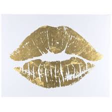 Gold Lips Canvas Art Gold Lips Metal Tree Wall Art Gold Canvas