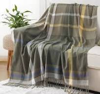 Amazon.com: BATTILO HOME Olive Green Plaid Throw Blanket for ...
