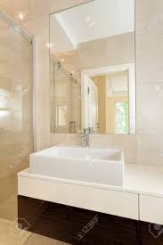 white rectangular vessel sink in modern
