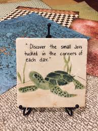 Turtle Art Turtle Painting On Tile Oil Painting Turtle Oil Painting Tiles Small Art Reptile Painting Tile With Handwritten Verse Turtle Painting Turtle Crafts Small Art