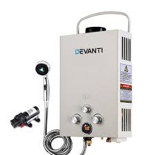 Tankless water heater shower head. Devanti Outdoor Portable Lpg Gas Hot Water Heater Shower Head 12v Water Pump Beige Qubyk Uk