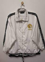 380 00 A Versace Jacket Medusa Embroidery Gold Logo Spell Out Side Tape Men L Versace Jacket Medusa Embroidery Gold Versace Jacket Jackets Versace