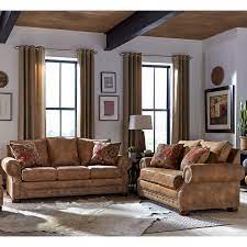 We have just the right rustic furnishing for your rustic bedroom, dining room, living room, rustic office or outdoor environment. Made In Usa Rancho Rustic Brown Buckskin Fabric Sofa And Loveseat On Sale Overstock 27415174