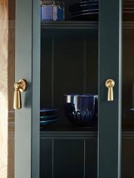 Lommarp Cabinet With Glass Doors Dark Blue Green 86x199 Cm Ikea Glass Cabinet Doors Glass Door Dark Blue Green