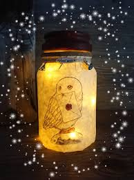 Hedwig The Snow Owl Owl Letter Light Up Jar Night Light Gift For Him Gift For Her Christmas Gift Harry Potter Light Harry Potter Decor Harry Potter Room