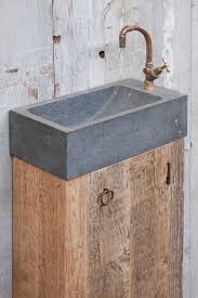 wood sink, concrete bathroom, sink design