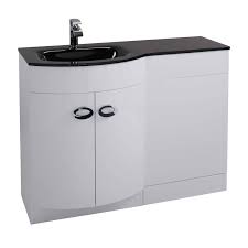 Discover our bathroom vanity units in modern and traditional designs. White Left Hand Vanity Unit Black Glass Basin Without Toilet Furniture123