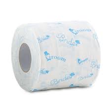 How bad could it be? Bride And Groom Wedding Toilet Paper In Traditional Blue Print Weddingstar