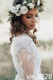 2018 Boho Bohemian Wedding Dress Two Piece Beach Sheer Chiffon Lace Bridal Gowns Ebay Link Flower Crown Bridesmaid White Flower Crown Flower Crown Bride