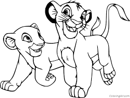 30+ free and best coloring pages of characters of the lion king movie, including simba, mufasa, nala, pumbaa, timon and more. Young Simba Walking With Nala Coloring Page Coloringall