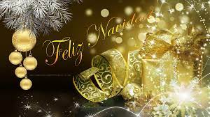 Postal Navidena Con Esferas Y Adornos Dorados Golden Christmas Imagenes De Feliz Navidad Imagenes Navidenas Feliz Navidad