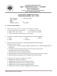 Soal quiz online kk9 (smk pawyatan daha 2 kediri. Soal Uas Tkj