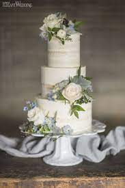 Rustic Wedding Cake With Real Flowers Something Blue Wedding Theme With Greenery Www Elegantwe Wedding Cake Flowers Blue Wedding Cakes Blue Green Wedding Cake
