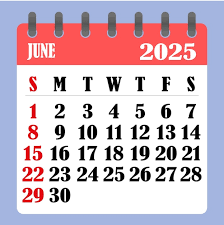 June Calendar 2025 Clip Art