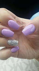 Purple Lilac And Sparkles On The Ring Finger Acrylicnailartdesignsringfinger Purple Acrylic Nails Ring Finger Nails Lilac Nails