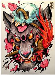 Awesome Wolf Rendered In Neo Traditional Style Japanese Tattoo Art Traditional Tattoo Design Neo Traditional Tattoo