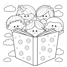 Niños Leyendo Para Colorear