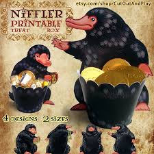 Niffler Printable Party Favors Chockolate Candy Box Cupcake Wrappers Jewelry Box Fantastic Harry Potter Party Favors Harry Potter Diy Harry Potter Favors