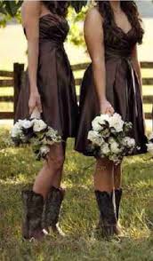 Brown Bridesmaids Dresses With Brown Cowboy Boots Brown Bridesmaid Dresses Camo Bridesmaid Dresses Purple Bridesmaid Dresses