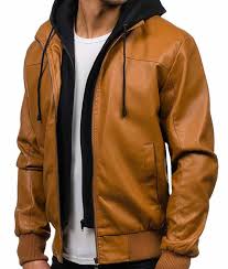 Men's midweight hoodie for everything you do. Men S Causal Bomber Camel Brown Leather Jacket With Hoodie Jackets Creator