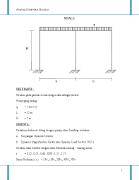 Rc 4m balok abc dengan sendi gerber s seperti tergambar. Doc Soal Analisa Dinamika Struktur Abdul Rohman Academia Edu