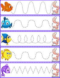 Tracing paper and tracing wheel. Trace The Pattern Fish Worms Cards Preschool Tracing Pre Writing Activities Kids Worksheets Preschool