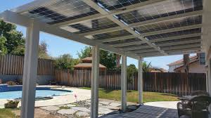 Solar Patio Cover Bifacial Panels Producing Energy From The Topside And The Reflection From The Ground Produces More Energy Solar Pergola Solar Patio Backyard
