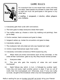 Board & card games stack exchange is a question and answer site for people who like playing board games, designing board games or modifying the rules brainden.com is another great place to play for those just starting out in the online mafia party game world. Mafia Game Rules