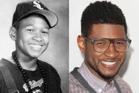 Usher Raymone, Freshman at North Springs High School in Atlanta, GA (1993) - usher-yearbook-young-1993-red-carpet-2011-photo-split