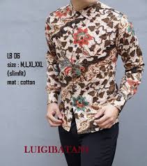 Jual Baju Batik Pria Modern Slim Fit Lengan Panjang Lb06 Berkualitas 150rb Kemeja Batik Lengan Panjang