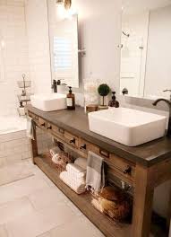 Rustic vanities cabinets with former lives used in other bathrooms of the house can be cut to lodge the plumbing of a lavatory sink. 30 Rustic Bathroom Vanity Ideas That Are On Another Level