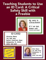 Select border style of your own color choice from the upper navigation pane. Teaching Students To Use An Id Card A Critical Safety Skill With A Freebie Autism Classroom Resources