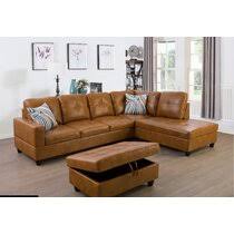 Chat with one of our design consultants to get the right piece for your perfect bring home a beautiful leather reclining sectional from bassett furniture and make it the centerpiece of fun, stylish, and supremely comfortable living. Tan Leather Sectional Sofa Wayfair